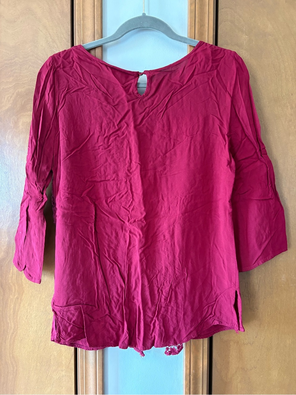 Lace Panel Blouse in Deep Berry Pink - Picture 5 of 5